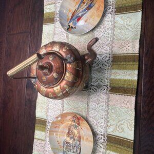 Reversible Lace Table Runner Handmade Cotton Blend Double-Sided NWT